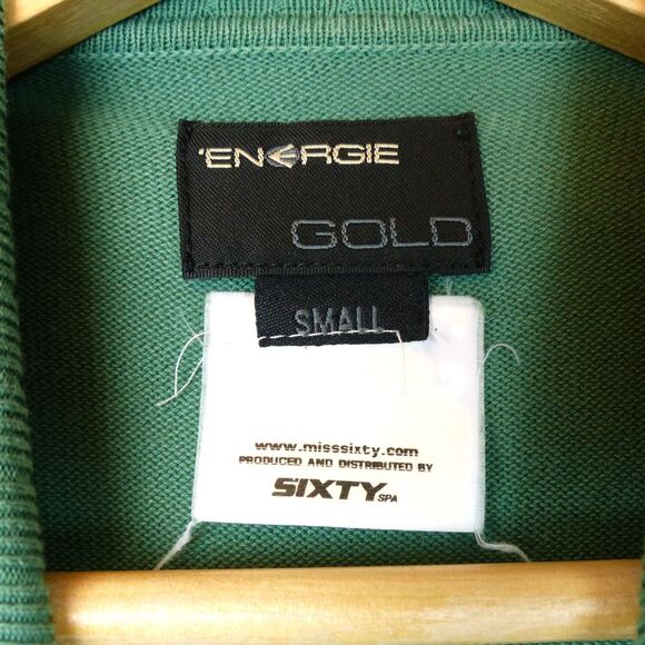 Energie Gold Miss Sixty Polo Shirt Women S Green Argyle Golf Italy Y2K VTG FLAWS - Picture 10 of 14